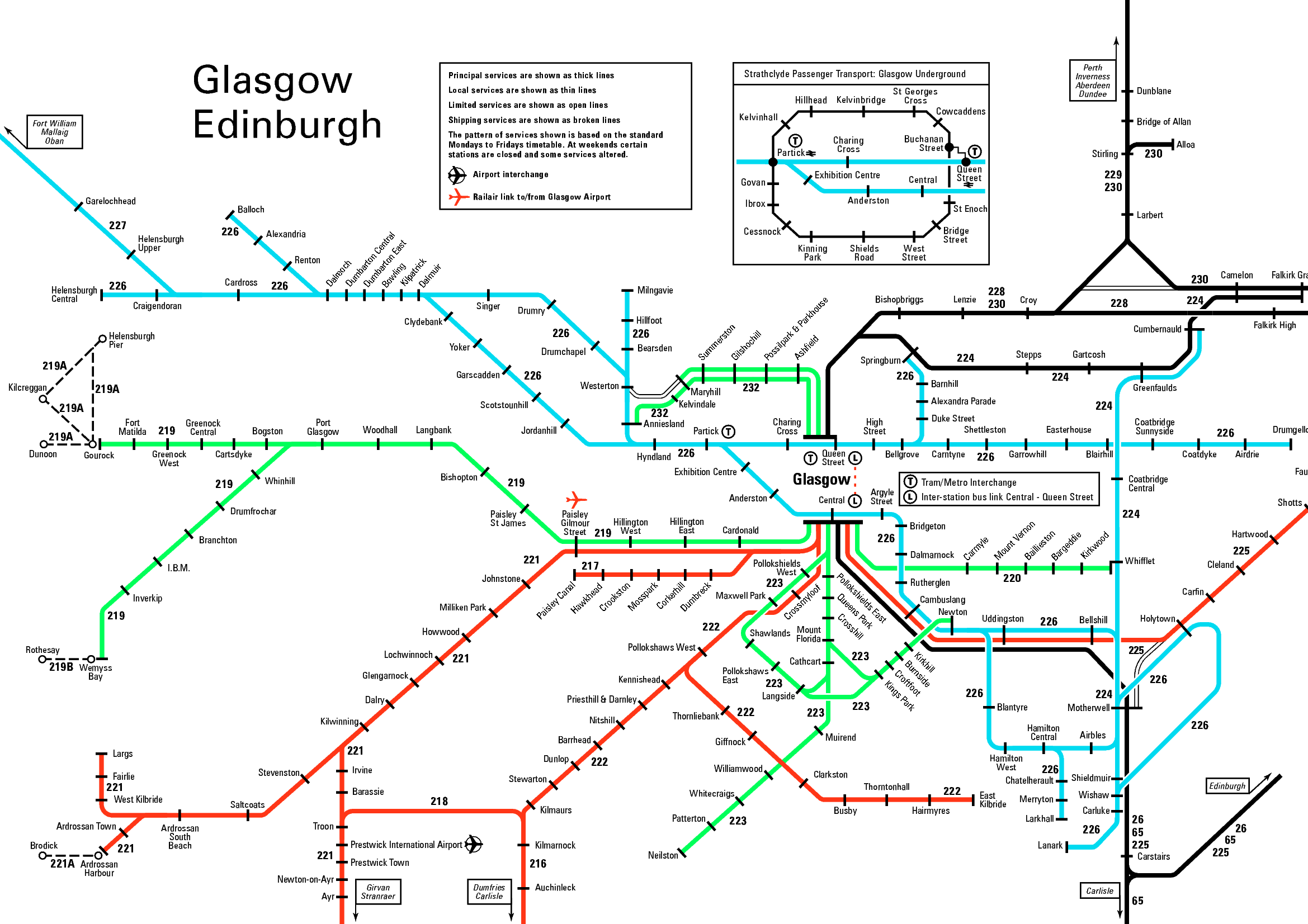 Rail Map Covering Glasgow Prestwick And Motherwell