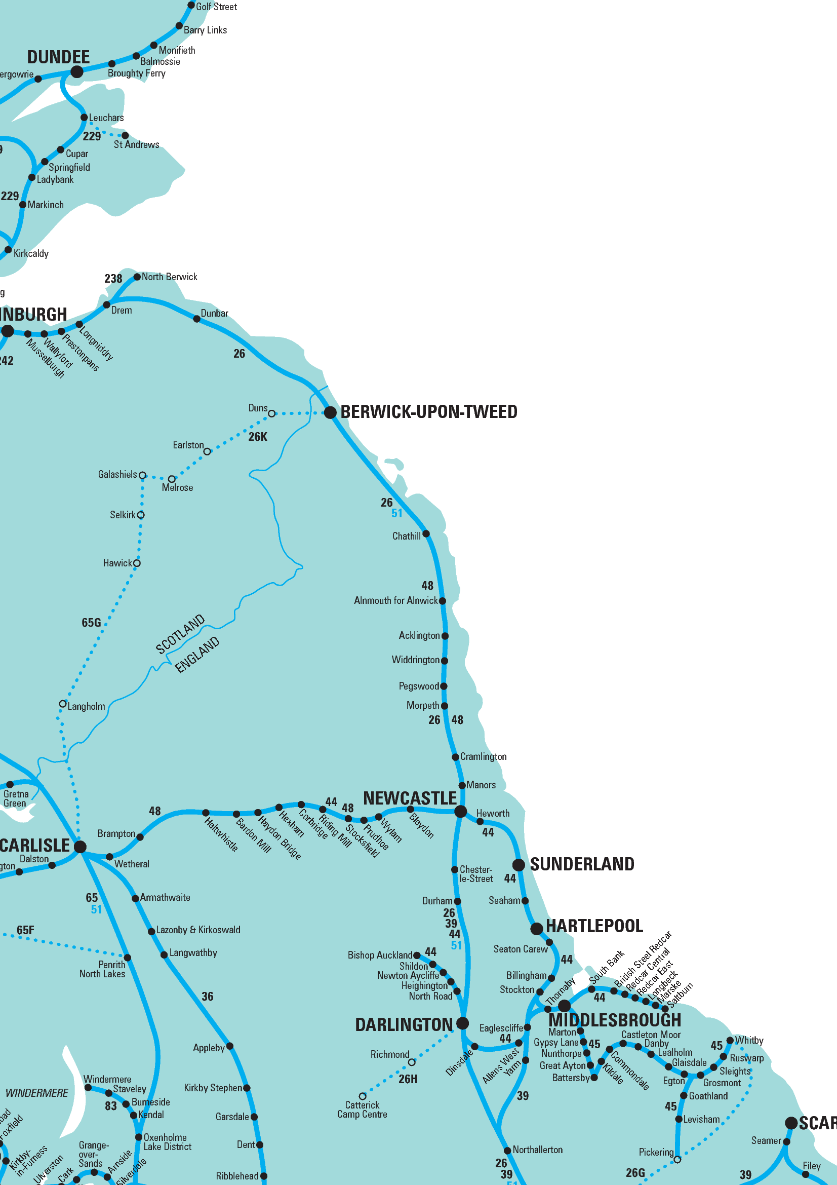 Rail map of Northumberland