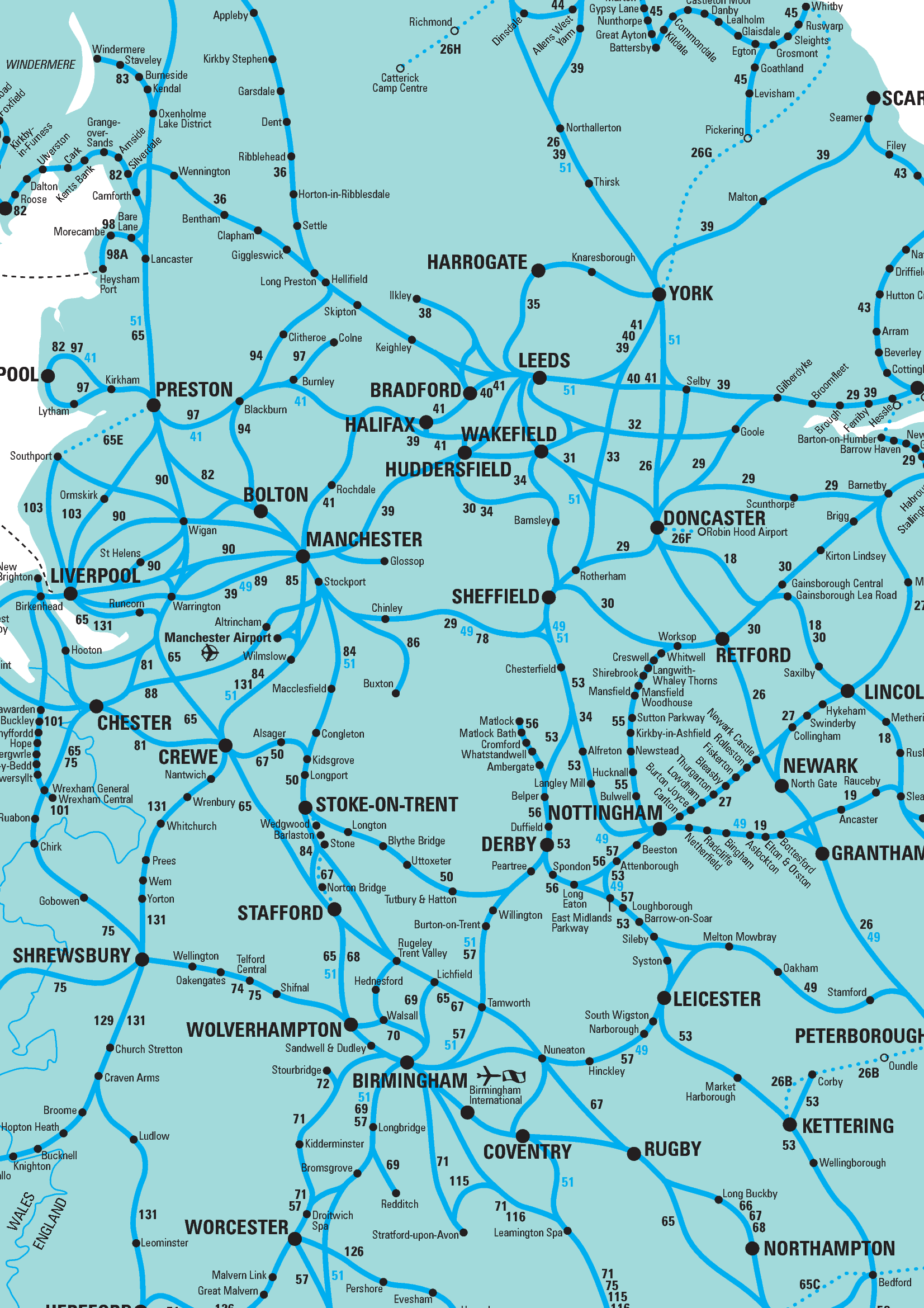 Rail map of the Pennines