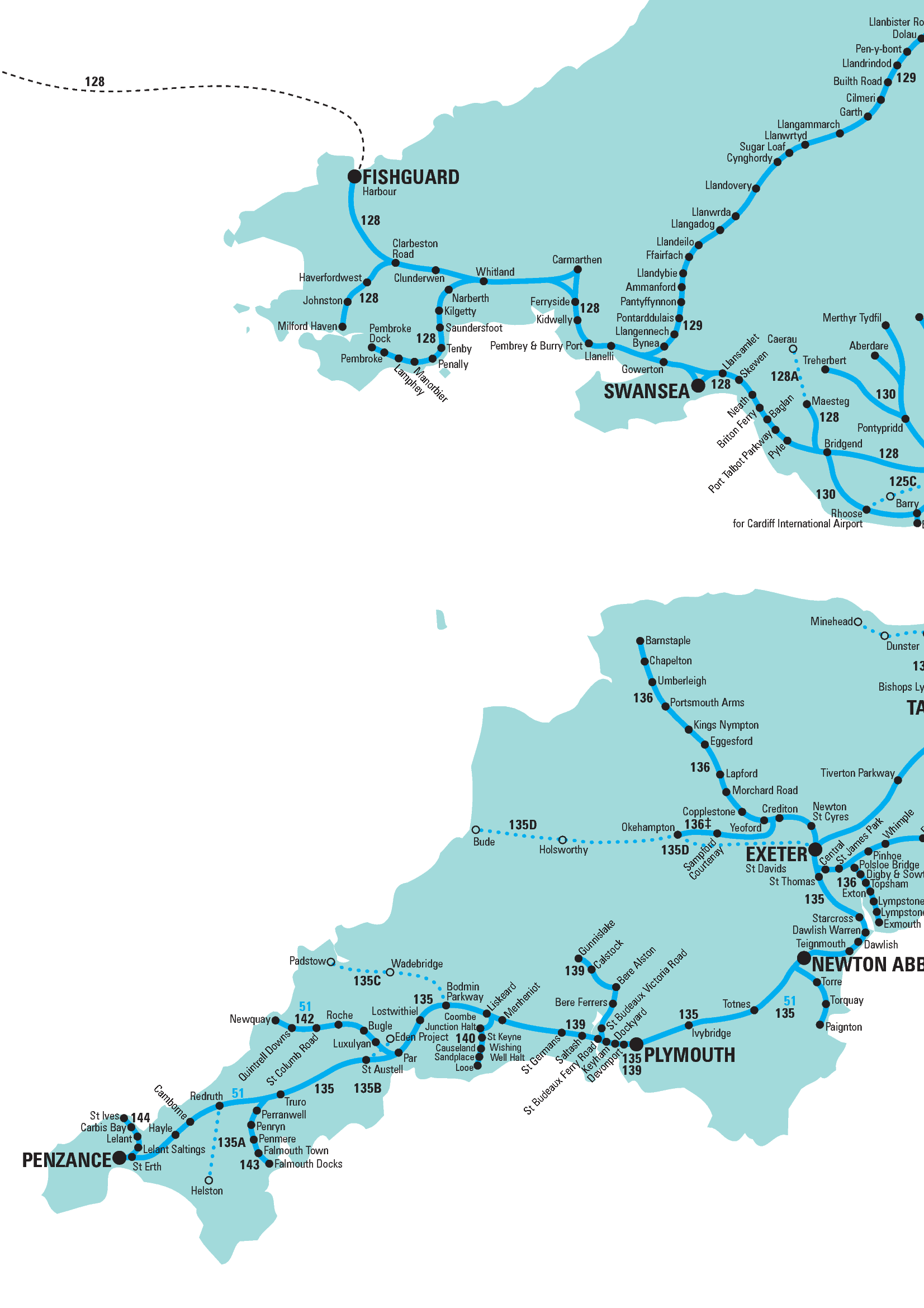 Rail map of the West Country